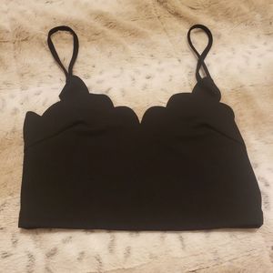 Scalloped Black Top